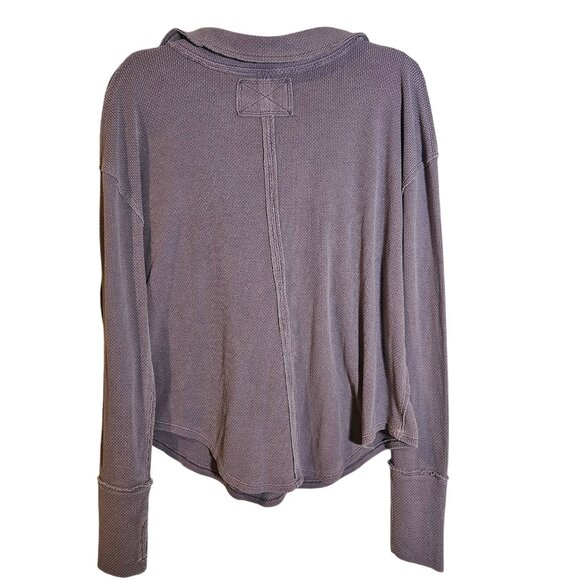 We The Free Waffle Knit Henley Top Medium Purple Loungecore Soft Grunge - Picture 3 of 11
